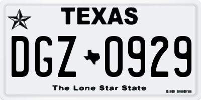 TX license plate DGZ0929
