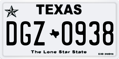 TX license plate DGZ0938