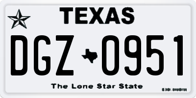 TX license plate DGZ0951