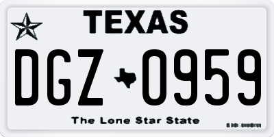 TX license plate DGZ0959
