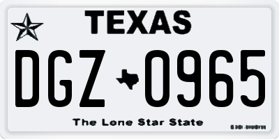 TX license plate DGZ0965