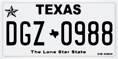TX license plate DGZ0988