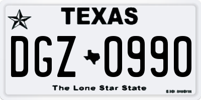 TX license plate DGZ0990