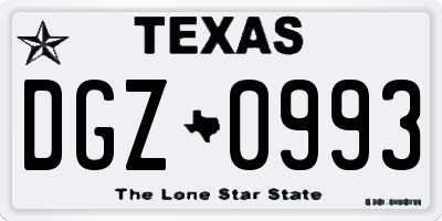 TX license plate DGZ0993