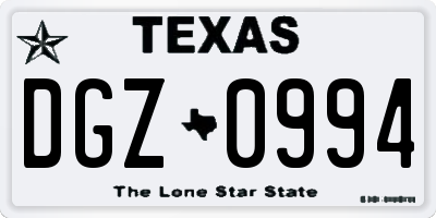 TX license plate DGZ0994
