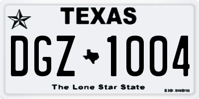 TX license plate DGZ1004