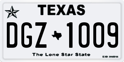 TX license plate DGZ1009