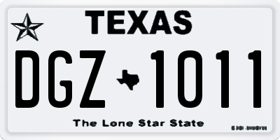 TX license plate DGZ1011