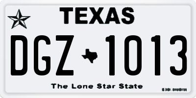 TX license plate DGZ1013