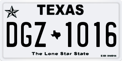 TX license plate DGZ1016