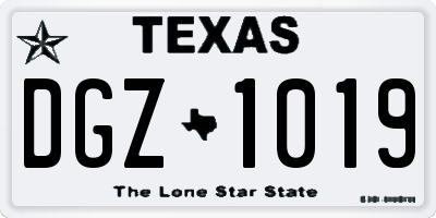 TX license plate DGZ1019