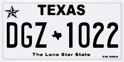 TX license plate DGZ1022
