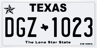 TX license plate DGZ1023
