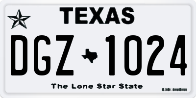TX license plate DGZ1024