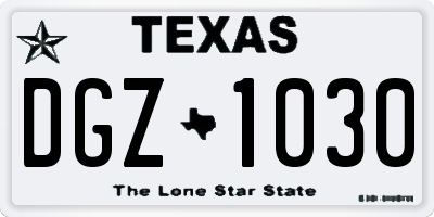 TX license plate DGZ1030
