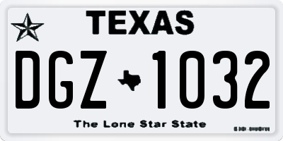 TX license plate DGZ1032