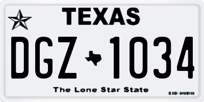TX license plate DGZ1034