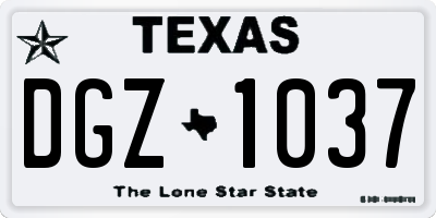 TX license plate DGZ1037