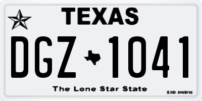 TX license plate DGZ1041