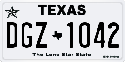 TX license plate DGZ1042