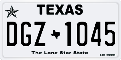 TX license plate DGZ1045