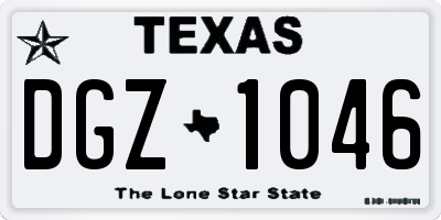 TX license plate DGZ1046
