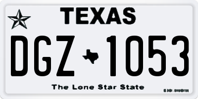 TX license plate DGZ1053