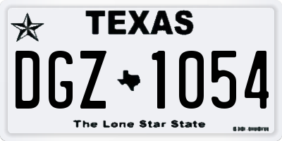 TX license plate DGZ1054