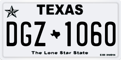 TX license plate DGZ1060