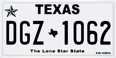 TX license plate DGZ1062