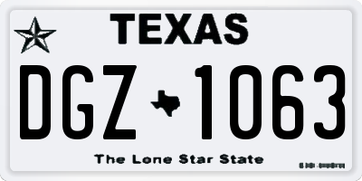 TX license plate DGZ1063