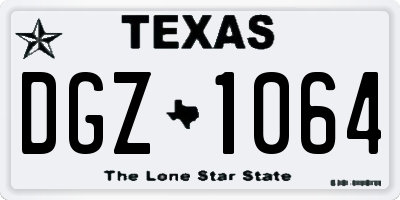 TX license plate DGZ1064