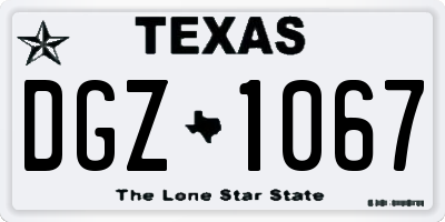 TX license plate DGZ1067