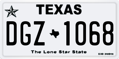 TX license plate DGZ1068