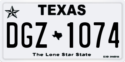 TX license plate DGZ1074