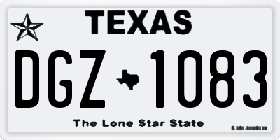 TX license plate DGZ1083