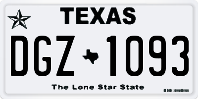 TX license plate DGZ1093
