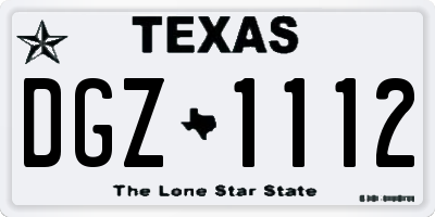 TX license plate DGZ1112