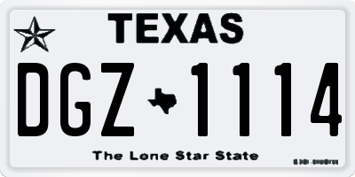 TX license plate DGZ1114