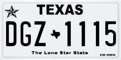 TX license plate DGZ1115