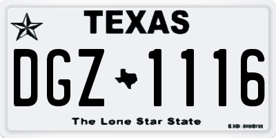 TX license plate DGZ1116