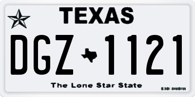 TX license plate DGZ1121