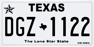 TX license plate DGZ1122