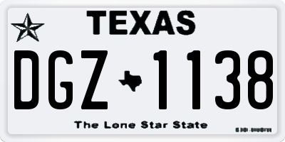 TX license plate DGZ1138
