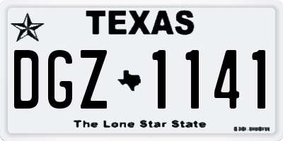 TX license plate DGZ1141
