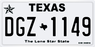 TX license plate DGZ1149