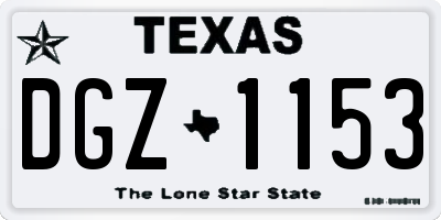 TX license plate DGZ1153