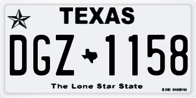 TX license plate DGZ1158