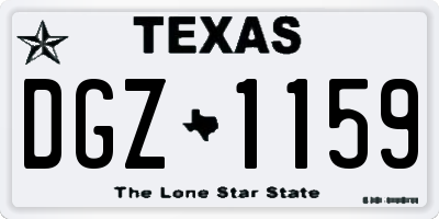 TX license plate DGZ1159