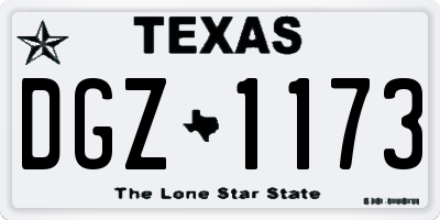 TX license plate DGZ1173